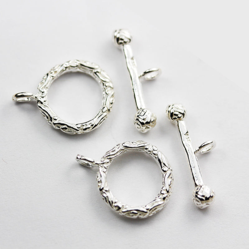 Toggle clasp 1 set 925 Sterling Silver Jewellery findings Toggle Clasp, 14mm Circle w/4mm closed jump ring, Tbar 20mm long, Hole3mm