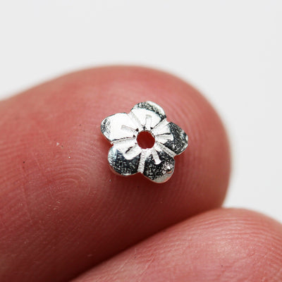 Silve Bead Caps 10pcs 6mm 925 Sterling silver Jewelry Findings Bead cap,6mm Flower cap, 2mm height