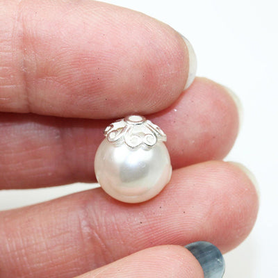 8mm Silver Bead cap 6pcs 925 Sterling silver Jewelry Findings ,8mm Flower cap, 3mm height ,1mm hole