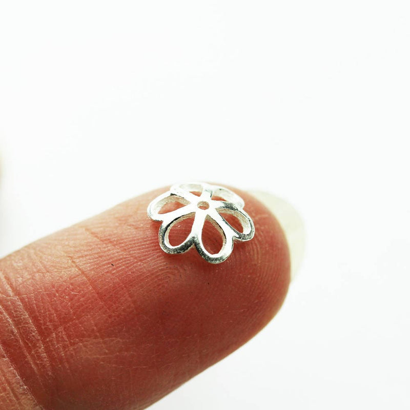 Bead Cap 10pcs 8mm 925 Sterling silver Jewelry Findings Bead cap, Flower caps, 2.5mm height