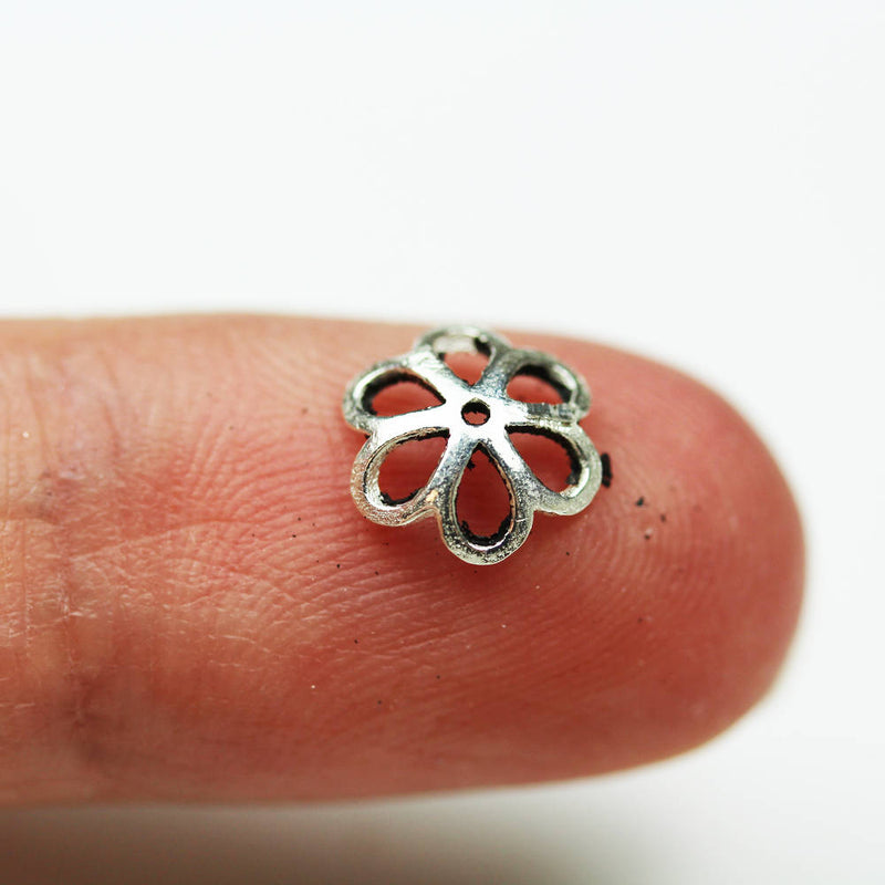 8mm Bead Cap 10pcs 925 antiqued Sterling silver,Oxidized Sterling Silver Jewelry Findings , 2.5mm Height filigree cap