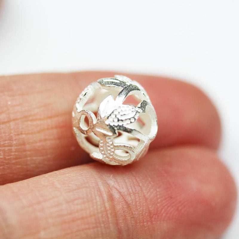 Bead Caps 2pcs 8mm 925 Sterling silver Jewelry Findings Flower Bead cap/Cover,1.5mm hole