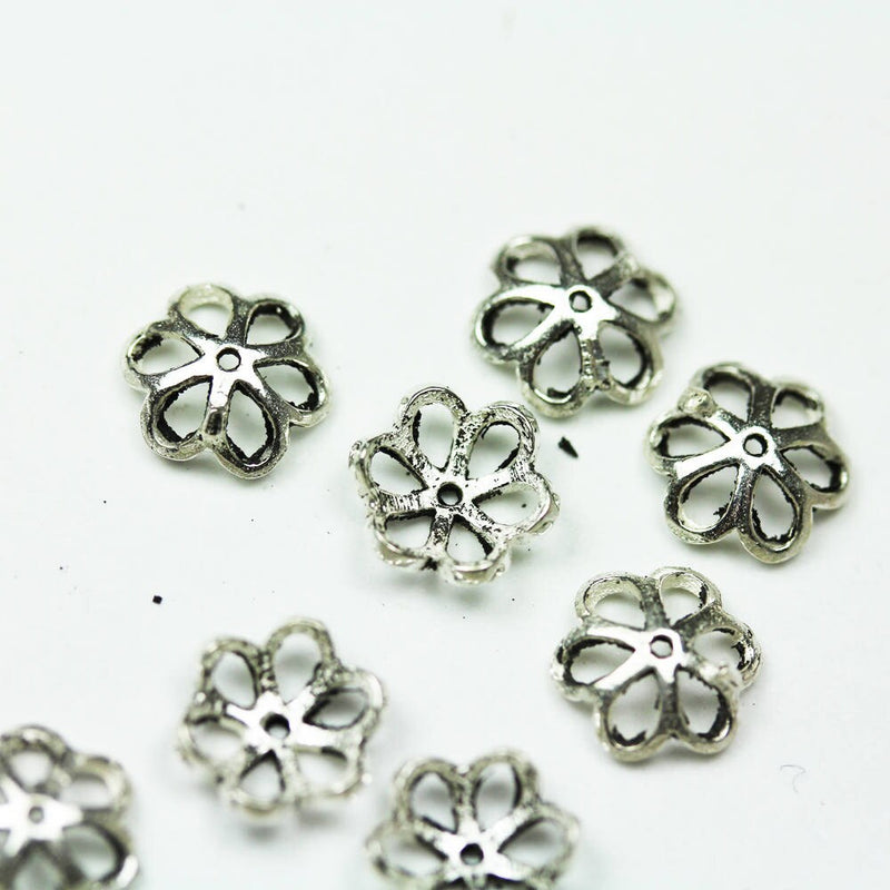 8mm Bead Cap 10pcs 925 antiqued Sterling silver,Oxidized Sterling Silver Jewelry Findings , 2.5mm Height filigree cap