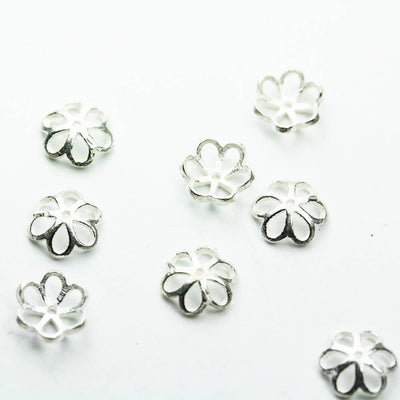 Bead Cap 10pcs 8mm 925 Sterling silver Jewelry Findings Bead cap, Flower caps, 2.5mm height