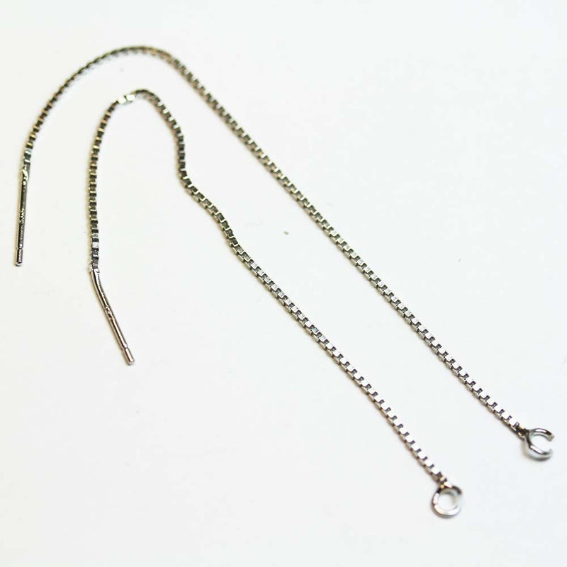 Earring Finding 4pcs 925 Sterling silver Jewellery Findings Long Chain Earwire,90mm total length , 0.8mm thickness with 3mm ring