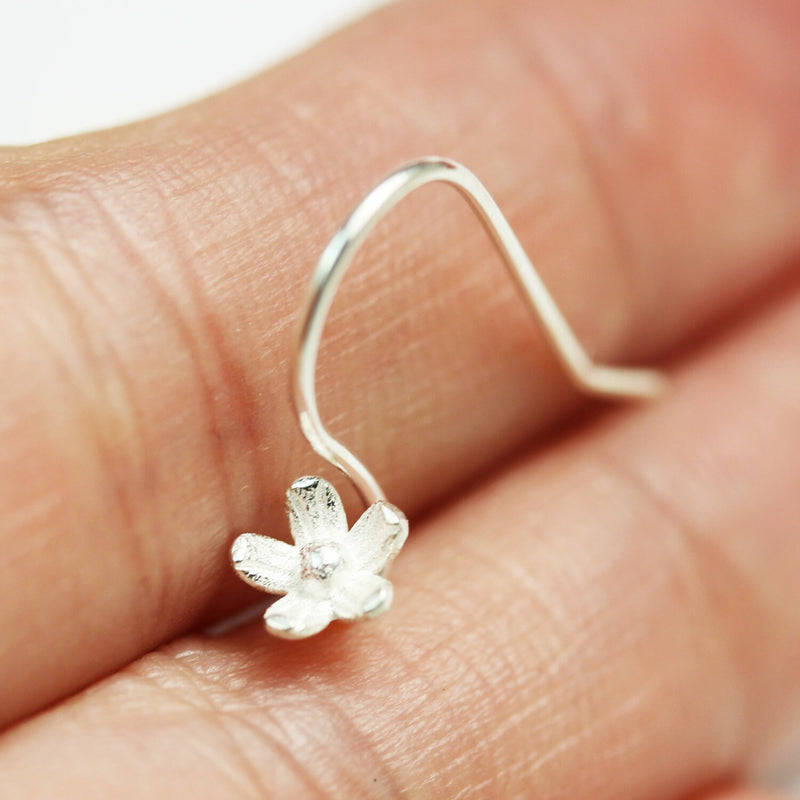 Earring Findings 4pcs 925 Sterling silver Jewellery Findings Earwire,10mm flat fishhook with 6mm Flower