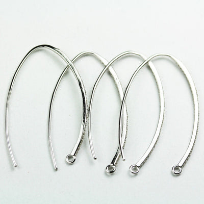 Arc 30MM 2pcs Earring Hook,925 Sterling Silver w/cubic zirconia Jewellery Findings Earwire , 30mm long,14mm wide