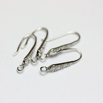 Earring Findings 4pcs Jewellery Findings Earwire Sterling Silver, 8*17mm flat cubic zirconia fishhook with1.5mm coil