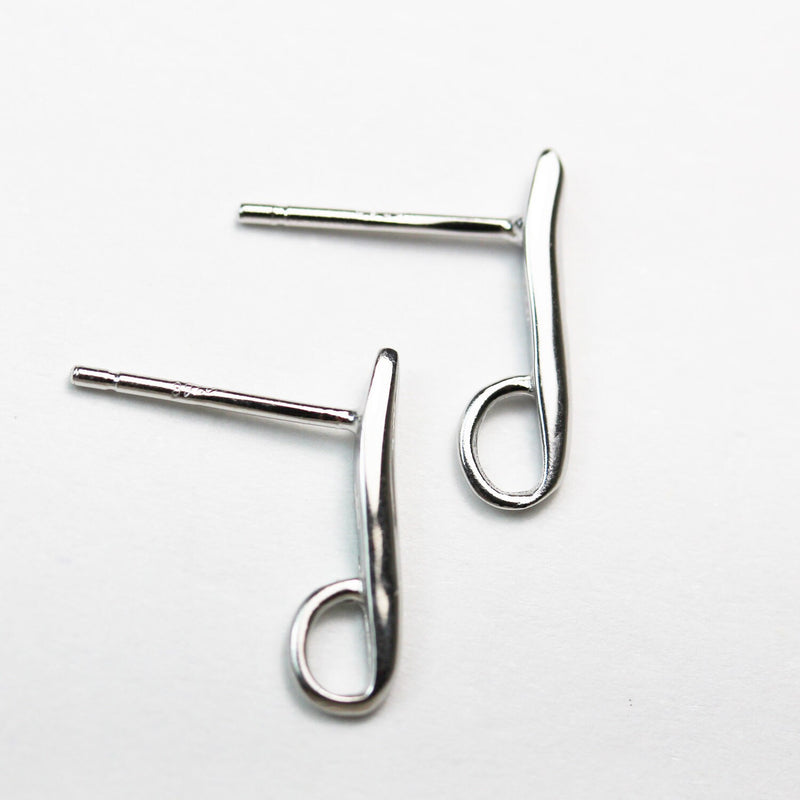 Earring Findings 4pcs 925 Sterling silver Jewellery Findings Earstud, 14mm Drop with loop, hole3.5mm