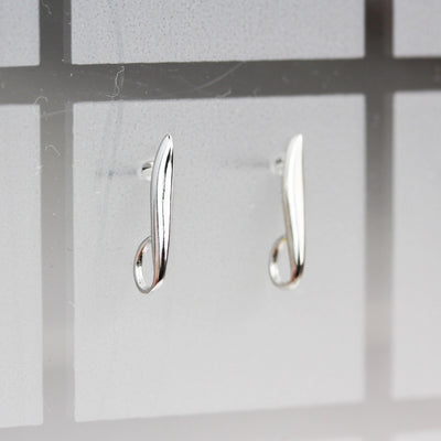 Earring Findings 4pcs 925 Sterling silver Jewellery Findings Earstud, 14mm Drop with loop, hole3.5mm