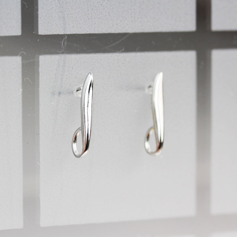 Earring Findings 4pcs 925 Sterling silver Jewellery Findings Earstud, 14mm Drop with loop, hole3.5mm