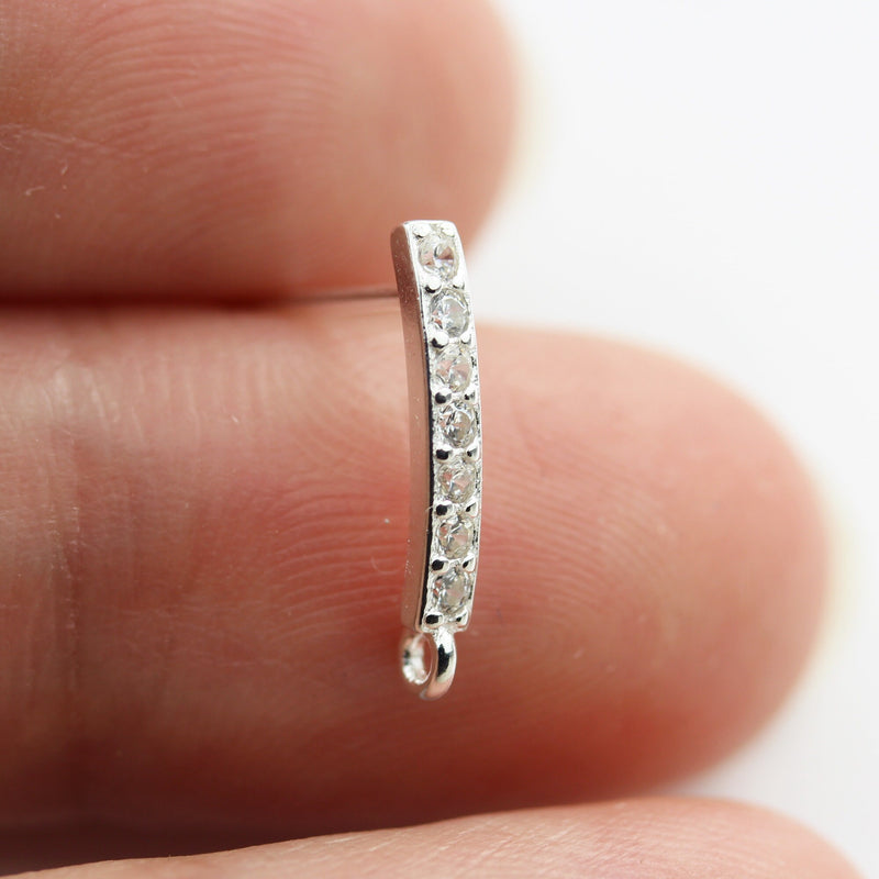 Earring Findings 2Pairs 925 Sterling Silver Cubic Zirconia Jewellery Findings Earwire , 14*13mm fishhook with1mm coil