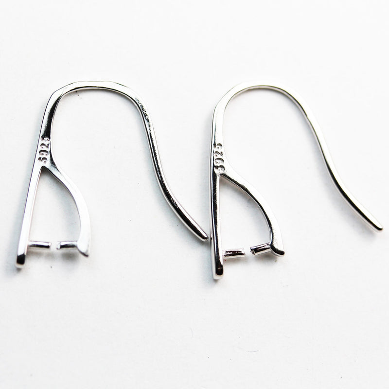 Earring Findings 2Pairs 925 Sterling Silver Jewellery Findings Earwire , 20mm fishhook with 6mm bail , 4.5mm inside