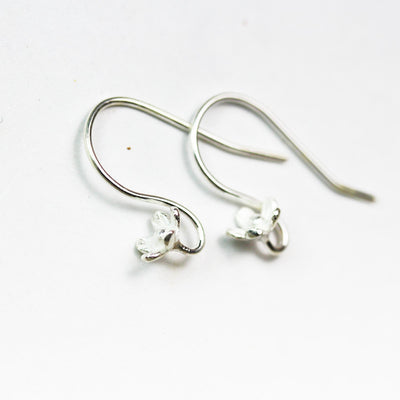 Earring Findings 4pcs 925 Sterling silver Jewellery Findings Earwire,10mm flat fishhook with 6mm Flower