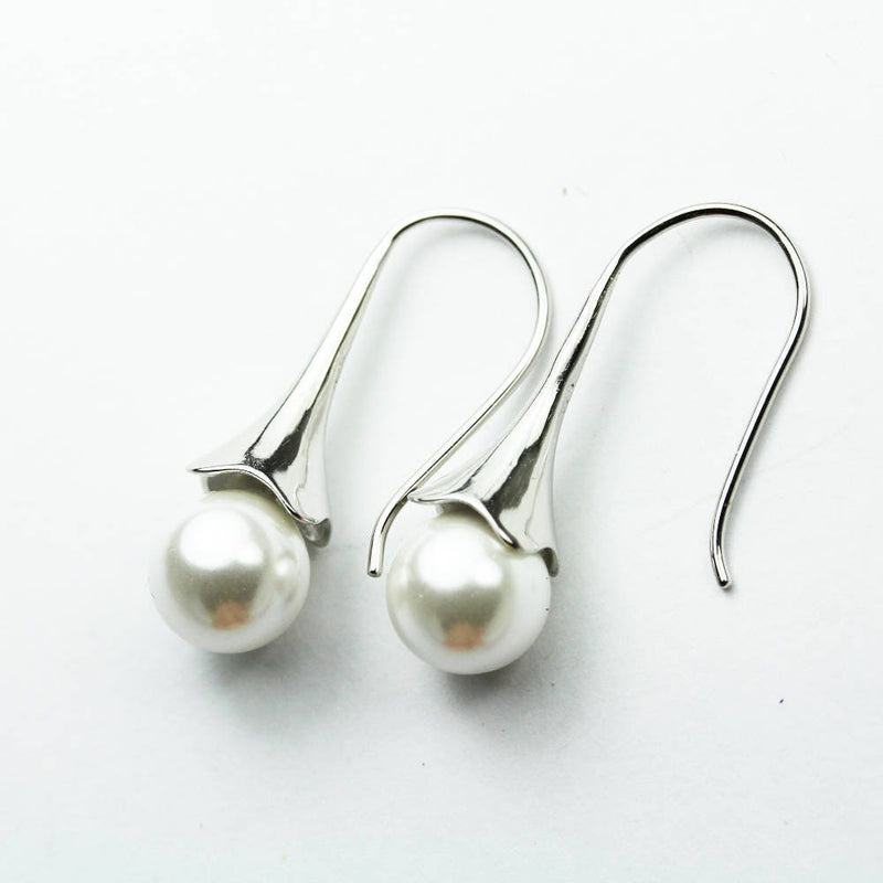 Earring Findings 1 pair 925 Sterling SilverJewellery Findings Earwire , 22*13mm flat fishhook with 8.5mm bead cap for half drilled beads