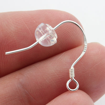 Earring  Backs 20pcs  925 Sterling Silver Jewellery Findings , Earnut with Clear Rubber, 5.5*4.5mm