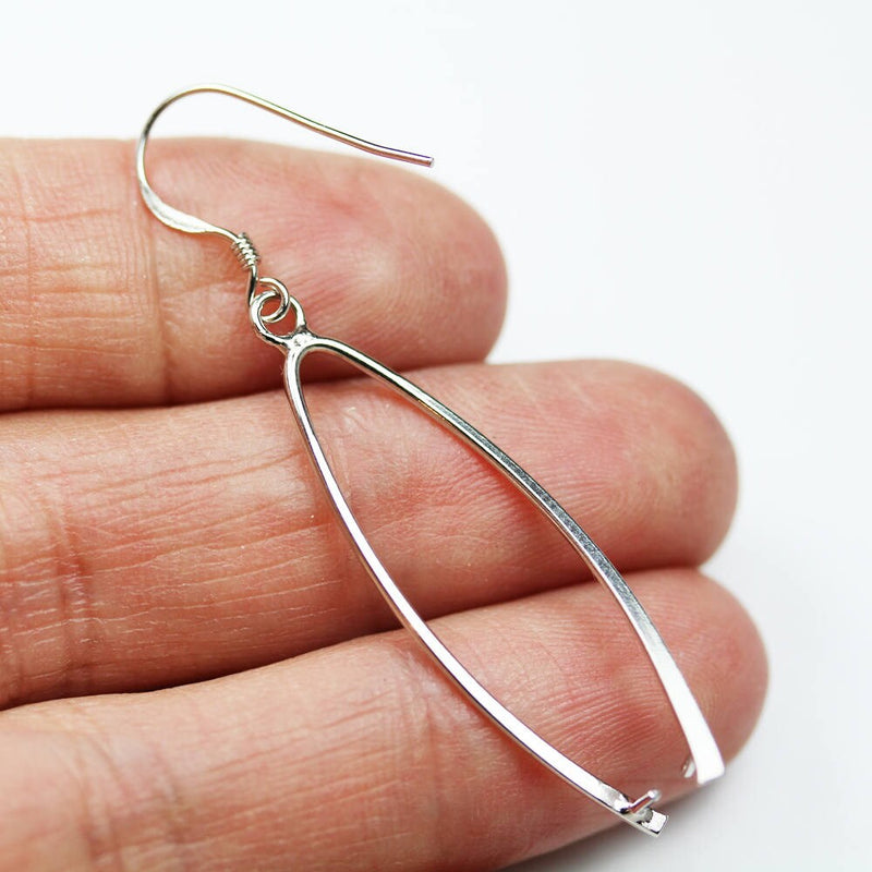 Earring Findings 2pcs 38mm 925 Sterling silver Jewellery Findings Earwire, 15mm fishhook with pinch bail, bail38mm