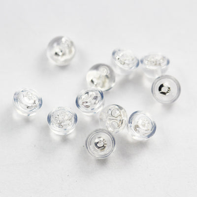 Earring  Backs 20pcs  925 Sterling Silver Jewellery Findings , Earnut with Clear Rubber, 5.5*4.5mm