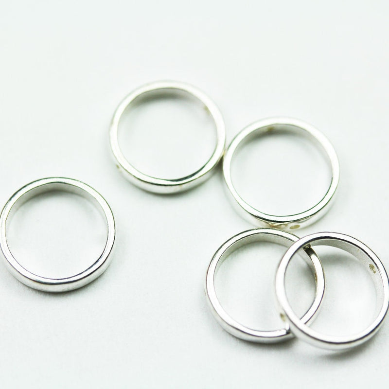 Bead Frame 4pcs 10mm 925 Sterling silver Circle Bead Frames ,8.5mm inner size, 2mm thick, hole 1mm