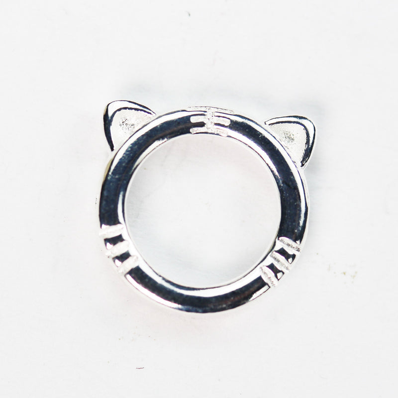 Bead Frame 1pcs 12mm 925 Sterling silver Cat Circle Bead Frame ,8mm inner size, 2mm thick, hole 1mm