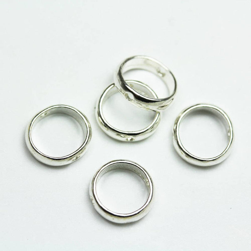 Bead Frame 6pcs 925 Sterling silver Circle Bead Frames 8.5mm,6.5mm inner size, 2mm thick, hole 0.8mm