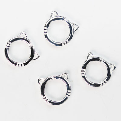 Bead Frame 1pcs 12mm 925 Sterling silver Cat Circle Bead Frame ,8mm inner size, 2mm thick, hole 1mm