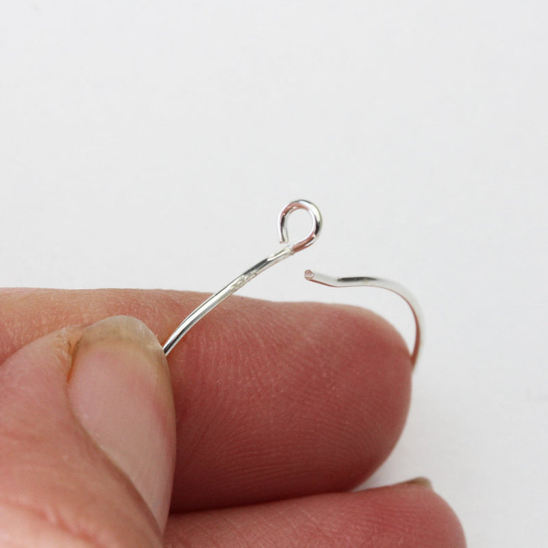 Earring Hoops 25mm 4pcs 925 Sterling silver Jewellery Findings Earring Hooks-Loop, 25mm round 0.9mm  Wire