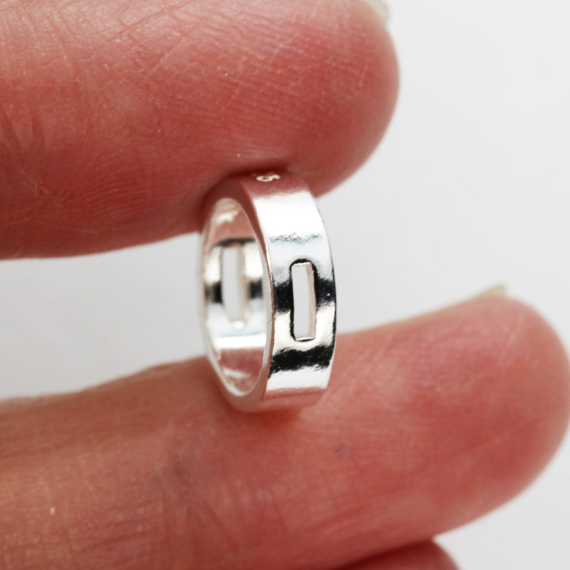 Bead Frame 2pcs 925 Sterling silver Circle Bead Frames 12mm,9.5mm inner size, 3.5mm thick, hole 1*3mm