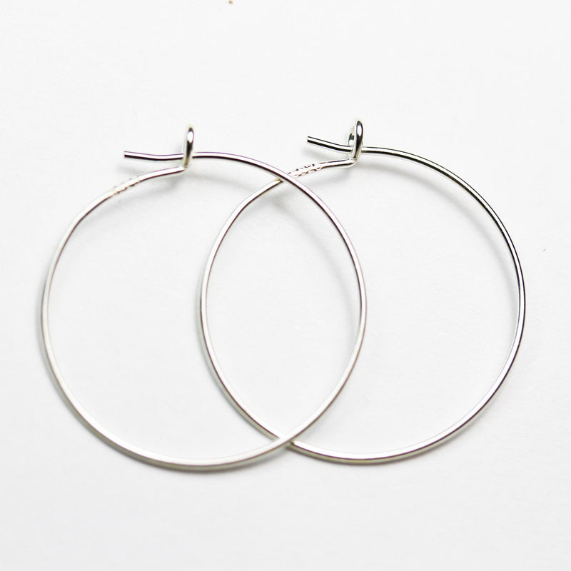 Earring Hoops 1Pair 35mm 925 Sterling silver Jewellery Findings Earring Hooks-Loop,  0.9mm Thick Wire