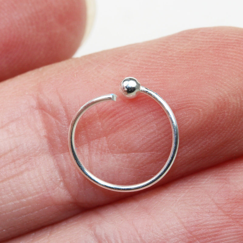 Earring Hoop/Nose Stud Ring 4pcs 22gauge 10mm 925 Sterling silver/18K Gold Vermeil/ , Open Style Insert to Inside