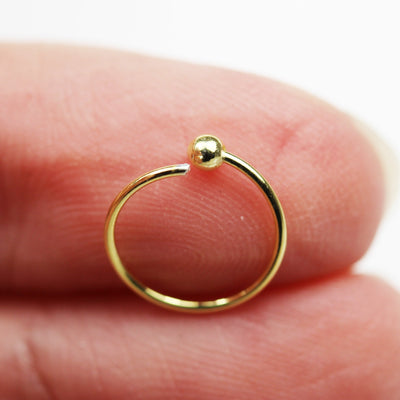 Earring Hoop/Nose Stud Ring 4pcs 22gauge 10mm 925 Sterling silver/18K Gold Vermeil/ , Open Style Insert to Inside