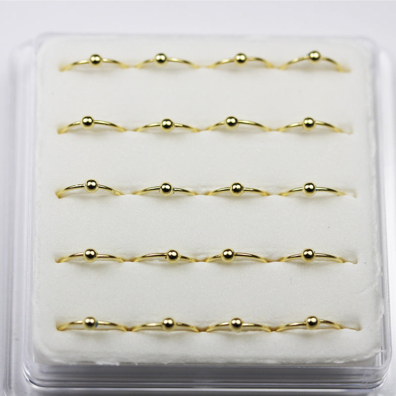 Earring Hoop/Nose Stud Ring 4pcs 22gauge 10mm 925 Sterling silver/18K Gold Vermeil/ , Open Style Insert to Inside