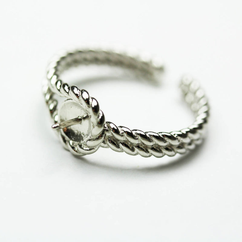 Ring Mounting 1pc adjustable 925 Sterling Silver Jewellery findings Ring Setting,for half drilled Beads