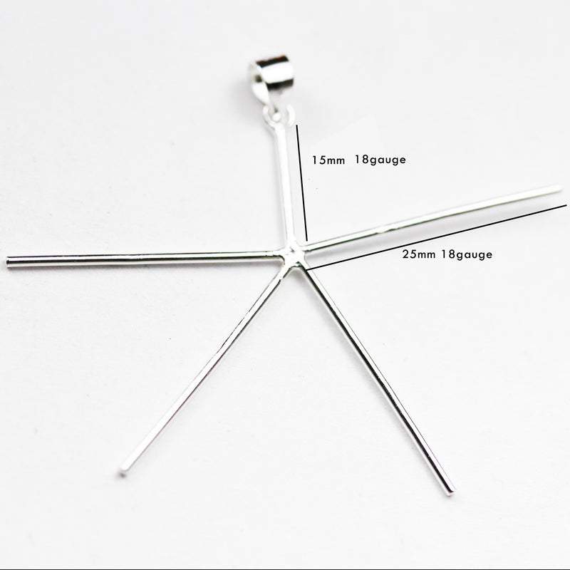 Prong Setting 1pc 925 Sterling silver Jewellery Setting Findings, Freeform 6/5 Prong Pendant for Irregular Stones