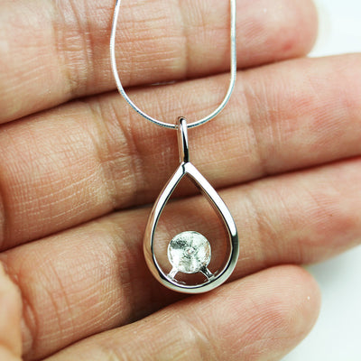 Pendent setting 1pc 925 Sterling silver Jewellery Findings, 24*13mm, setting for half drilled beads