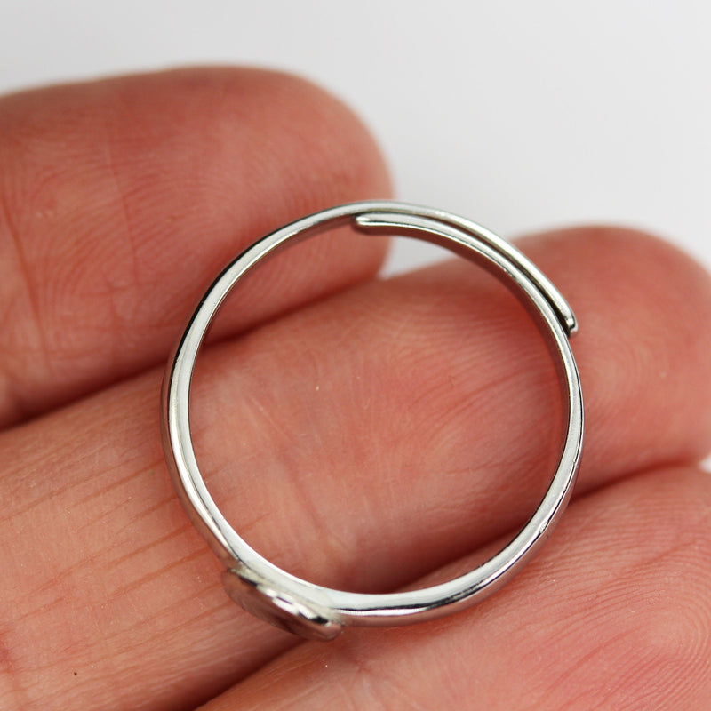 Ring Blanks 1pc Adjustable 925 Sterling Silver Jewellery Ring Mounting, Ring Setting,6mm Bezel Ring Blanks