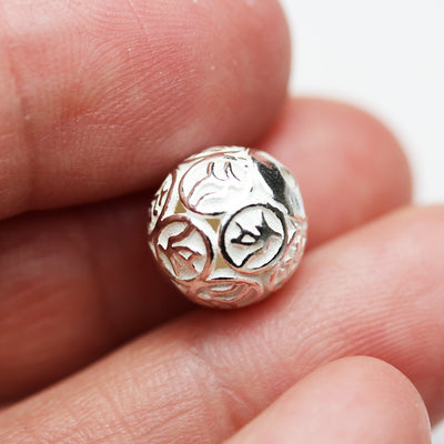 2pcs  10mm 925 Sterling Silver Jewellery findings Filigree Ball Beads ,10mm round, hole 1mm