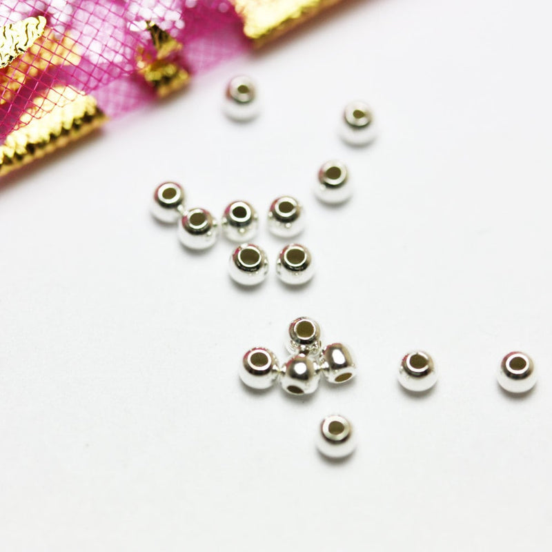 2mm Beads 100pcs 2mm 925 Sterling Silver Jewellery findings Ball Beads ,2mm, hole0.8mm