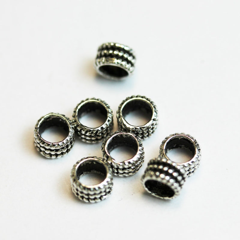 Sterling Silver Beads 5mm silver beads Spacer Beads 8pcs Big hole 925 sterling silver Jewellery Findings Spacers,5mm diameter,