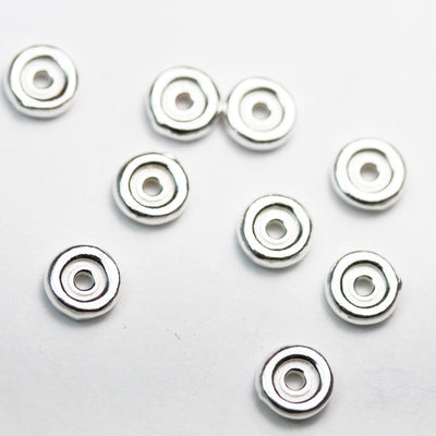 4pcs 7.8MM 925 sterling silver Jewellery Findings Rondelle Spacers,2.4mm thick, hole 1mm