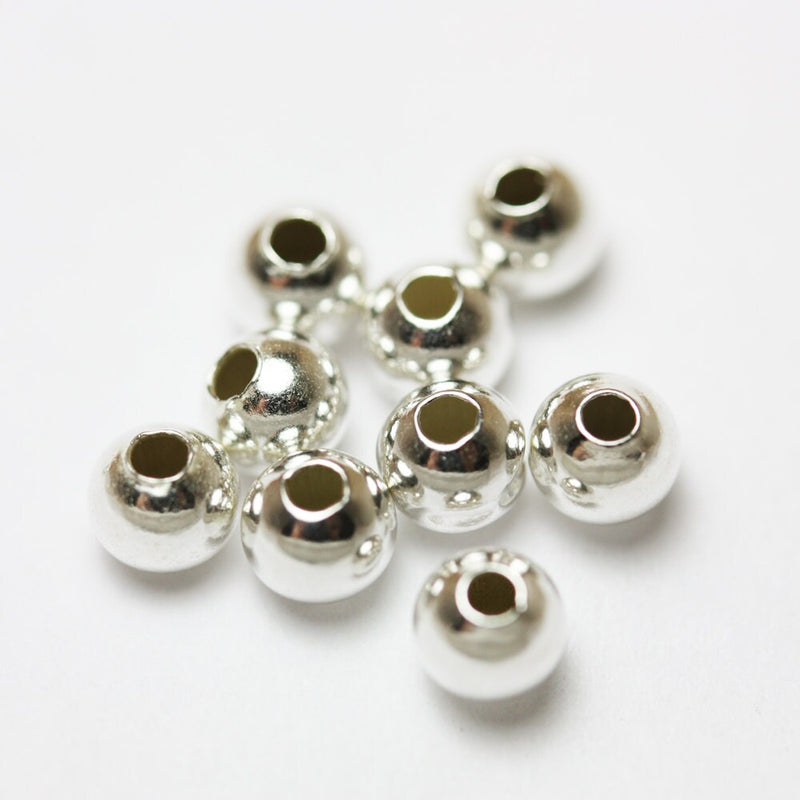 8pcs 6mm Jewellery findings Ball Beads, 925 Sterling Silver ,6mm hole2mm