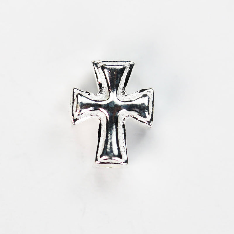 2pcs 9.5*7.5mm 925 Sterling Silver Jewellery findings Center Hole Beads , 9.5*7.5mm Cross,1mm hole