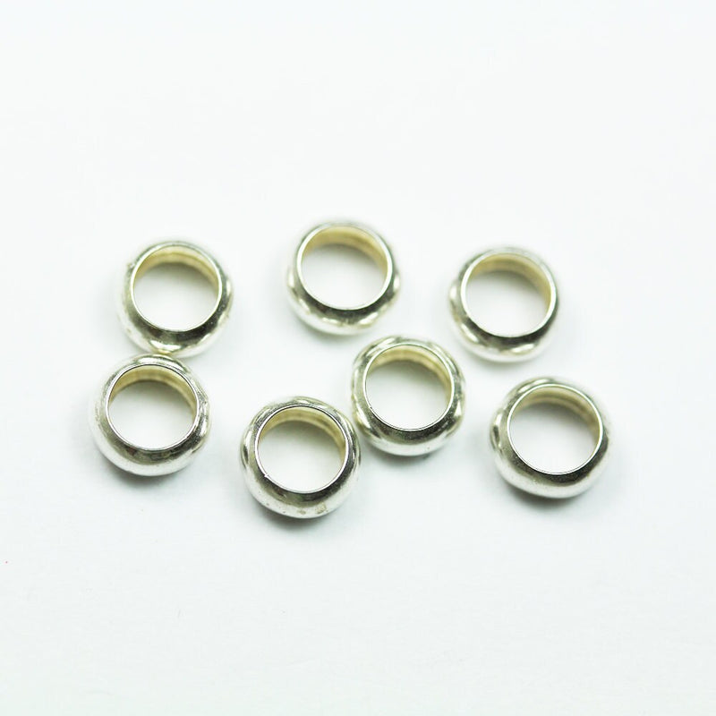 Silver Spacer Beads 10pcs 6MM 925 sterling silver Jewellery Findings Rondelle Spacers,2.5mm thick, hole 4mm