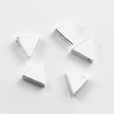 Sterling Silver Beads 925 Silver Findings 2pcs 925 Sterling Silver Jewellery findings Top Drilled Hole Beads , 7mm Triangle, 1mm hole