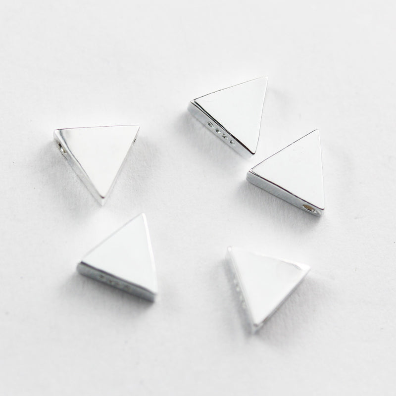 Sterling Silver Beads 925 Silver Findings 2pcs 925 Sterling Silver Jewellery findings Top Drilled Hole Beads , 7mm Triangle, 1mm hole