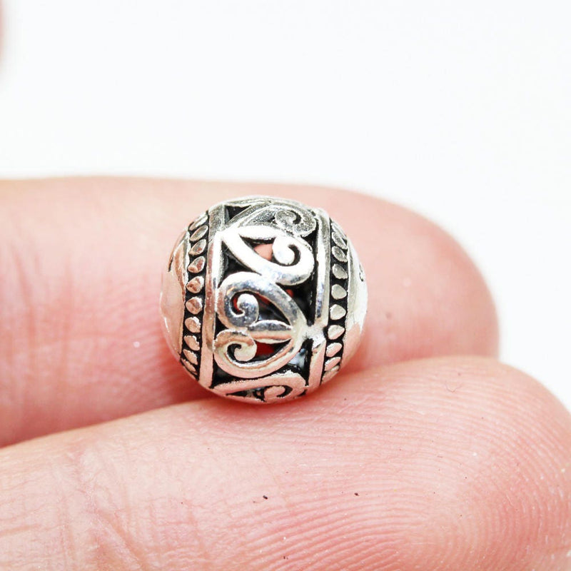 12mm Antiqued 925 Sterling Silver,Oxidized Silver Jewellery findings Filigree Ball Beads, 12mm, hole 1mm