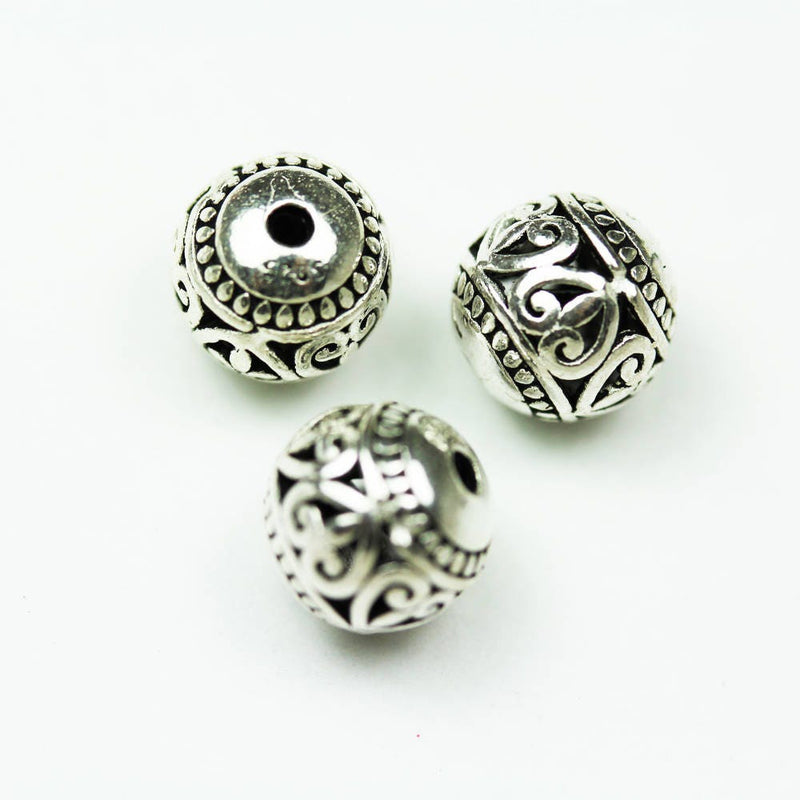 12mm Antiqued 925 Sterling Silver,Oxidized Silver Jewellery findings Filigree Ball Beads, 12mm, hole 1mm