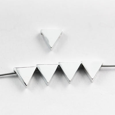 Sterling Silver Beads 925 Silver Findings 2pcs 925 Sterling Silver Jewellery findings Top Drilled Hole Beads , 7mm Triangle, 1mm hole