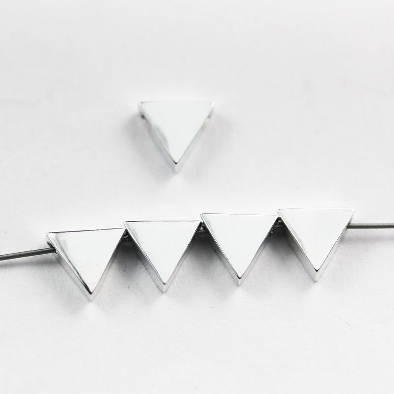 Sterling Silver Beads 925 Silver Findings 2pcs 925 Sterling Silver Jewellery findings Top Drilled Hole Beads , 7mm Triangle, 1mm hole