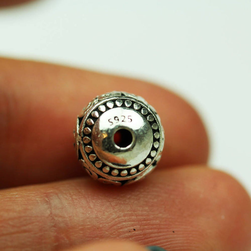 12mm Antiqued 925 Sterling Silver,Oxidized Silver Jewellery findings Filigree Ball Beads, 12mm, hole 1mm